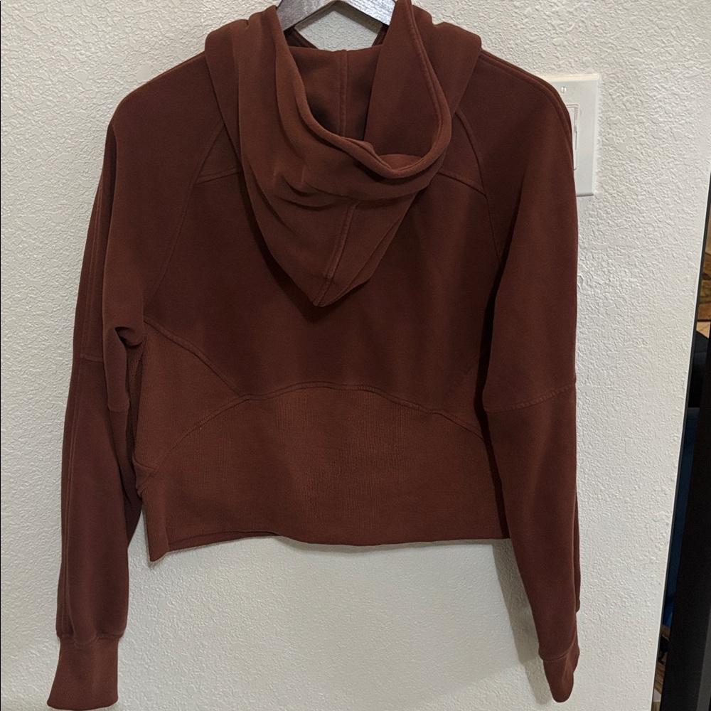 Trendy Queen Scuba Cropped half zip Hoodie Size Medium red brown - Picture 8 of 8